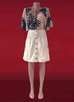 Стильная хлопковая юбка-трапеция "casa blanca" на пуговицах. размер eur38.1 фото