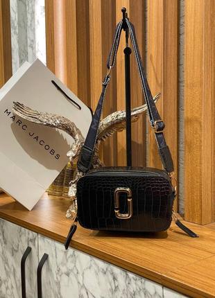 Сумка черная женская в стиле marc jacobs сумочка  марк джейкобс крокко клатч кросс-боди