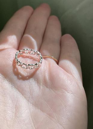 Открытое кольцо колечко кольца сердце сердечка стерлинговое серебро 925