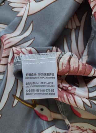 Серо-металлический халат-кимано с журавлями( размер 40-42)7 фото