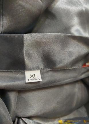Серо-металлический халат-кимано с журавлями( размер 40-42)9 фото