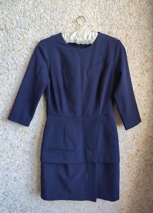 Жіноча сукня офісна ділова на запах по фігурі сині сукні kosmika1 фото