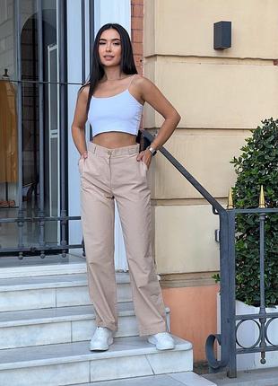 Шикарные летние штаны брюки хлопковые прямые палаццо трубы дудочки кюлоты черные бежевые голубые мятные бирюзовые повседневные классические спортивные