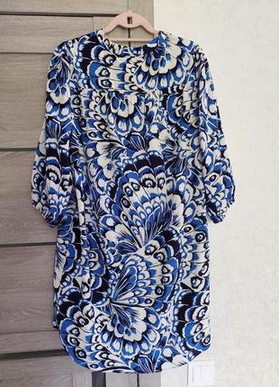 Бело голубое платье с карманами🔹свободного кроя🔹круглая горловина🔹et vous(размер 12-14)5 фото