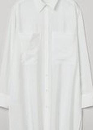 Удлиненная рубашка из натуральной ткани, сорочка- туника, платье, пляжная накидка    h&m1 фото