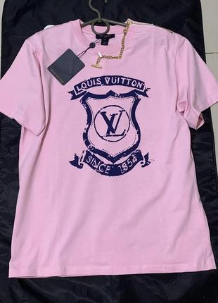 Жіноча футболка louis vuitton рожевого кольору з логотипом, принт, не наклейка, якість преміум