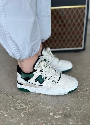 Кожаные кроссовки new balance 550 light beige/green