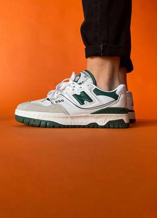 Кожаные кроссовки new balance 550 white/green