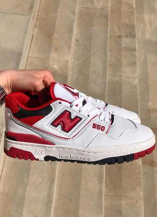 Кожаные кроссовки new balance 550 white/red2 фото