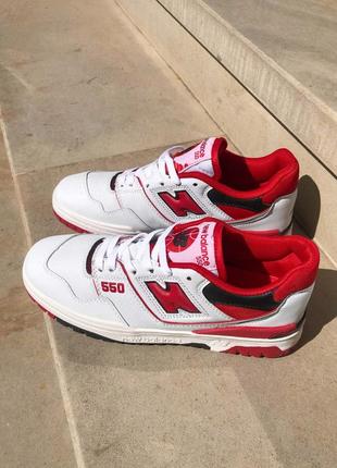 Кожаные кроссовки new balance 550 white/red9 фото