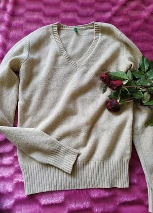 💯шерстяной пуловер бежевого цвета2 фото