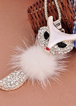 Милый лиса шаблон кулон стразы