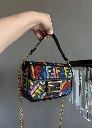 Сумка жіноча, кладч чорний fendi mini black