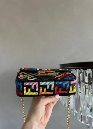 Сумка жіноча, кладч чорний fendi mini black4 фото