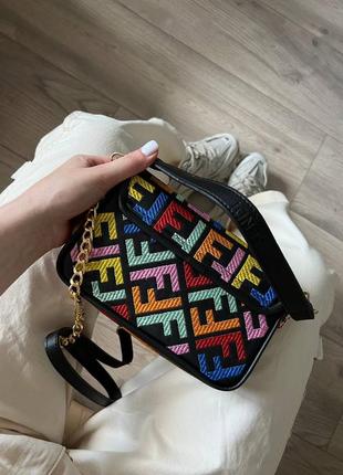 Сумка жіноча, кладч чорний fendi mini black8 фото