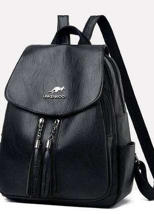 Жіночий рюкзак-кенгуру чорний 1245