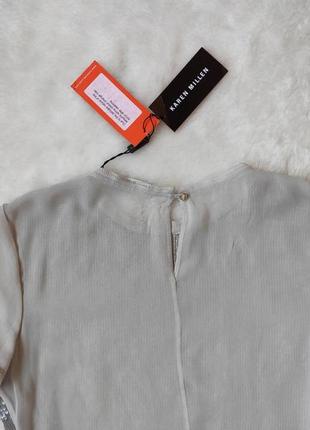 Шовкова натуральна блуза шовк із паєтками блискуча срібляста блузка шовк karen millen9 фото