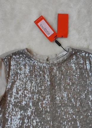 Шовкова натуральна блуза шовк із паєтками блискуча срібляста блузка шовк karen millen5 фото
