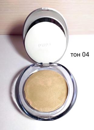 Пудра для обличчя тон 04 pupa компактна запечена luminys silky baked face powder