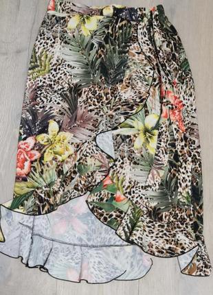 Летняя яркая юбочка с тропическим принтом1 фото