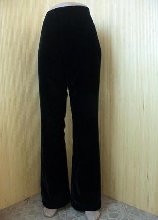 Чорні широкі класичні брюки велюр бархат бокова застібка