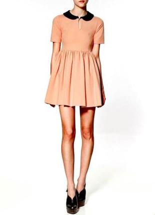 Платье zara с воротником персиковое сукня плаття2 фото