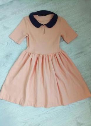 Платье zara с воротником персиковое сукня плаття3 фото