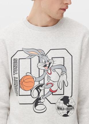 Яскравий сірий світшот бакс бані, худі, джемпер looney tunes bugs bunny