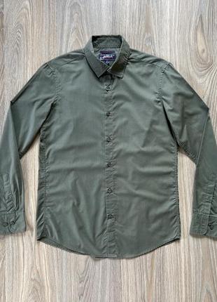 Мужская базовая итальянская хакки классическая хлопковая рубашка с длинными рукавами alcott & co