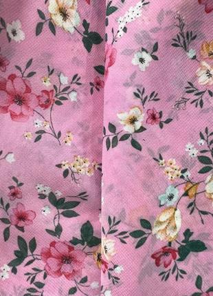 Женская юбка юбка на запах шифоновая с подкладкой в цветочный принт литра длинная розовая2 фото