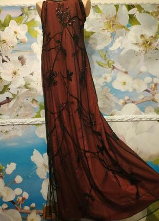 Роскошное шёлковое платье в пол расшитое бисером и пайетками от kaleidoscope 14 p.