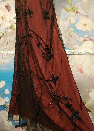 Роскошное шёлковое платье в пол расшитое бисером и пайетками от kaleidoscope 14 p.4 фото