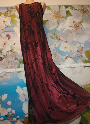 Роскошное шёлковое платье в пол расшитое бисером и пайетками от kaleidoscope 14 p.2 фото