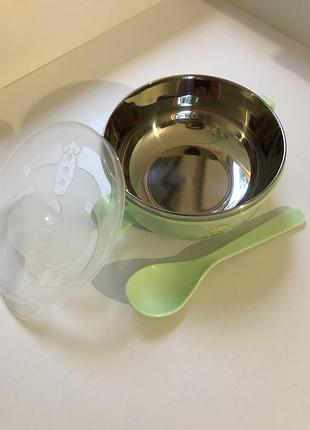 Детская тарелка, тарелка глубокая с крышкой, детская посуда