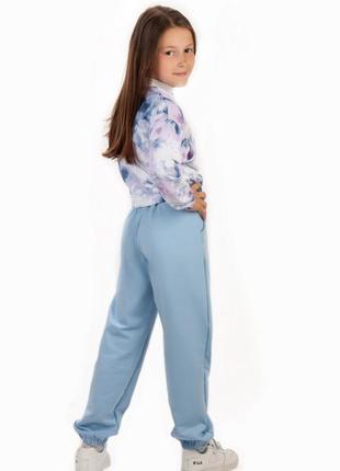 Спортивні штани для дівчат підлітків, блакитні спортивні брюки підліткові2 фото