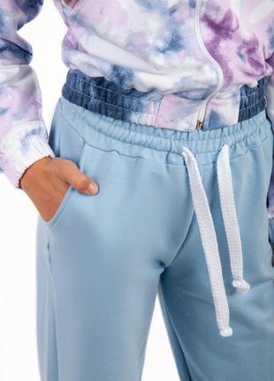 Спортивные штаны для девушек подростков, голубые спортивные брюки подростковые3 фото