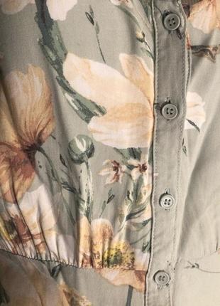 Невагоме романтичне квіткове натуральне плаття–міді на гудзиках/плаття–сорочка h&m6 фото