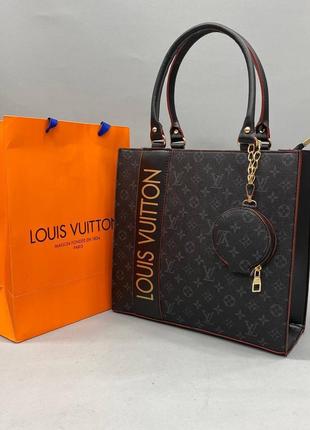 Сумка черная женская в стиле louis vuitton 2в1 сумочка луи витон