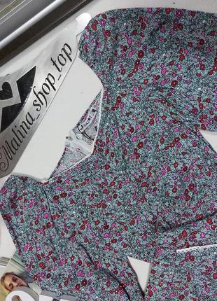 Костюм топ юбка топ с объемными рукавами костюм в цветочный принт летний легкий комплект 44 42 распродаж5 фото