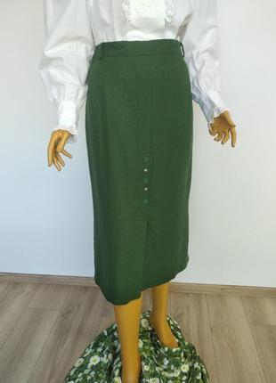 Вінтажний натуральний баварський льляний костюм жилетка безрукавка з мереживом спідниця міді зеленого кольору xl xxl xxl7 фото