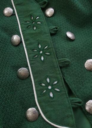 Вінтажний натуральний баварський льляний костюм жилетка безрукавка з мереживом спідниця міді зеленого кольору xl xxl xxl6 фото