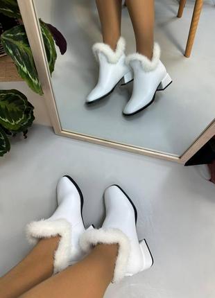 Эксклюзивные ботинки из натуральной итальянской кожи и замша женские с мехом норки6 фото