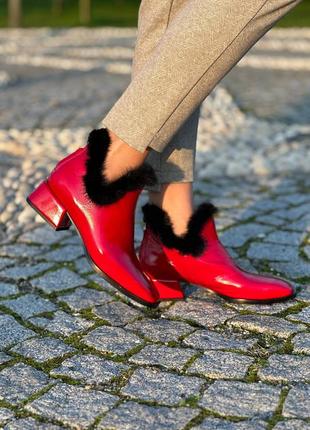 Эксклюзивные ботинки из натуральной итальянской кожи и замша женские с мехом норки9 фото