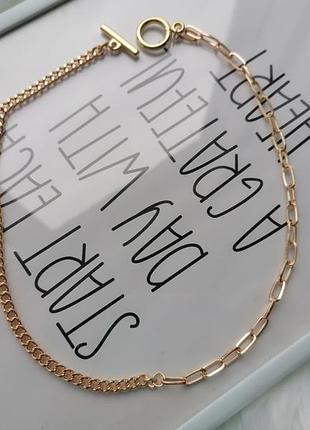 Тренд золотая цепочка металл с разными звеньями крупные и мелкие интересный замок