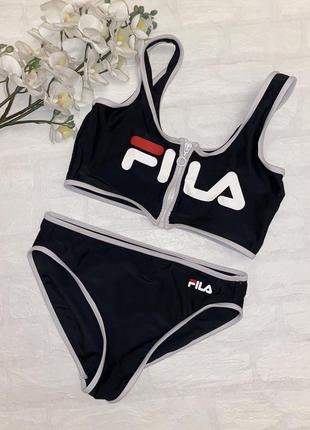 Черный спортивный купальник с топом fila, s.