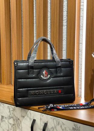 Сумка черная стеганая &nbsp;женская в стиле moncler сумка большая монклер шопер