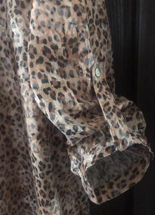 Женская туника-топ с длинным рукавом, леопардовым принтом6 фото