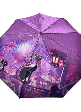 Жіноча парасоля toprain напівавтомат з котиками #0555/3
