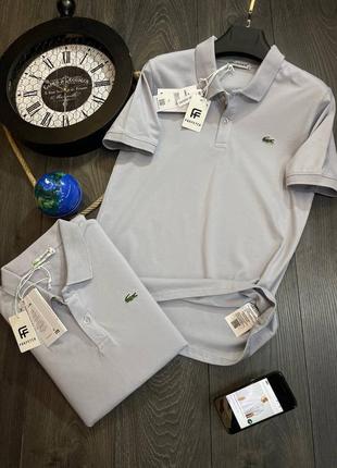 Сіра футболка поло lacoste
