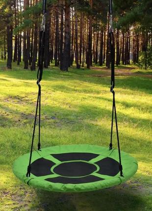 Підвісна дитяча гойдалка гніздо лелеки 100 см кругла ,  зелено-чорна malatec  23514 польща2 фото